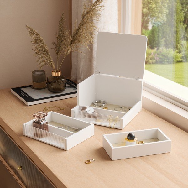 Organizator de baie alb mat din lemn Malibu – Umbra-image-4