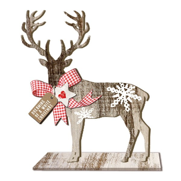 Decorațiune din lemn pentru Crăciun PPD Deer Large Country Xmas, înălțime 35 cm
