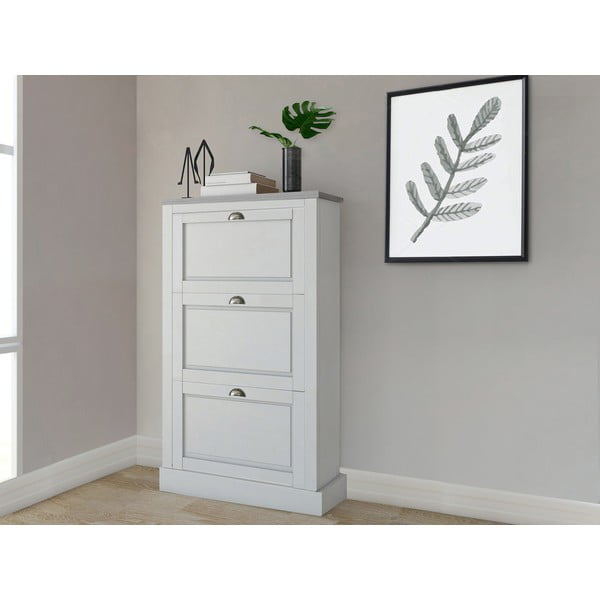 Pantofar alb cu deschidere înclinată din lemn de pin Toby – Støraa-image-1