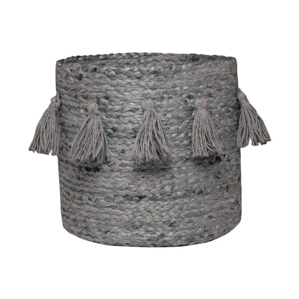 Coș din fibre de cânepă țesut manual Nattiot, ∅ 30 cm, gri