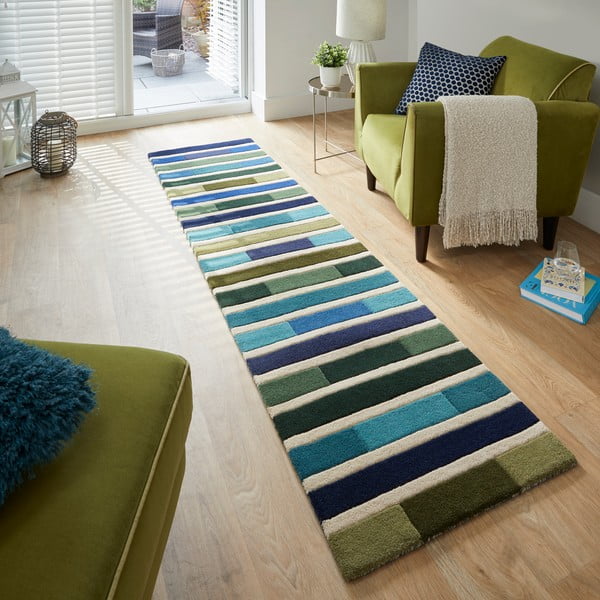 Covor verde din lână 230x60 cm Piano - Flair Rugs-image-1