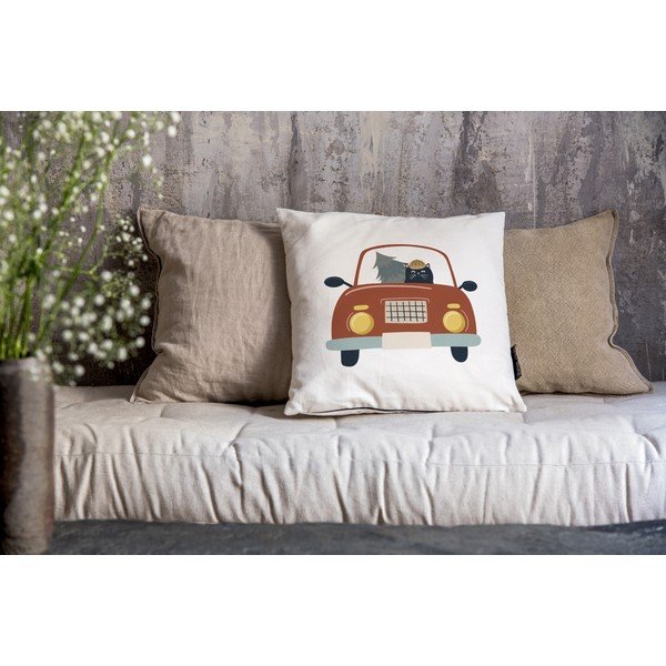 Față de pernă 45x45 cm  cu model de Crăciun Cat Driver – Butter Kings-image-1