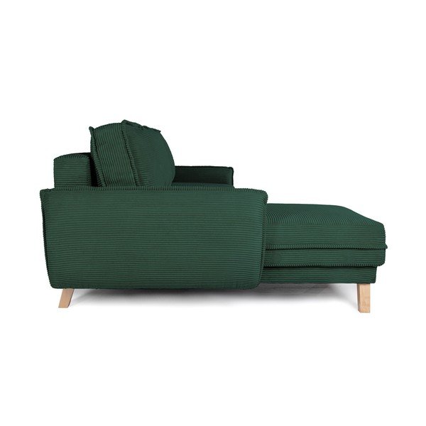 Colțar verde închis extensibil/cu spațiu de depozitare cu tapițerie din catifea reiată Tori – Bonami Selection-image-4