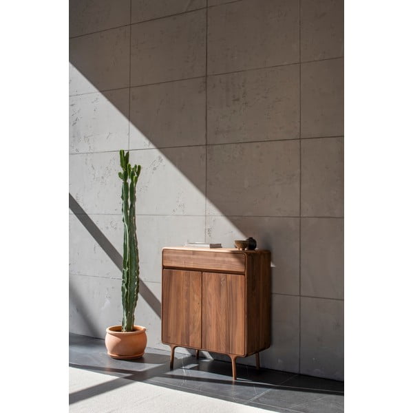 Comodă maro din lemn de nuc 90x110x45 cm Fawn – Gazzda-image-1