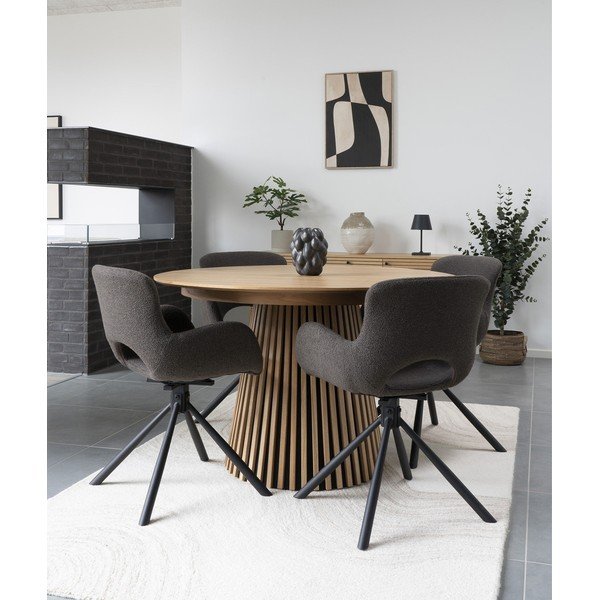 Set de scaune de sufragerie maro cu cotiere 2 buc. tapițat Amorim – House Nordic-image-1