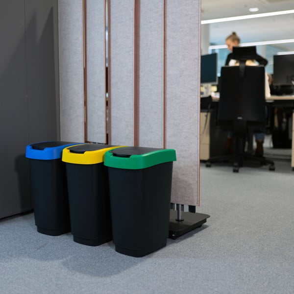 Coșuri de gunoi negre 3 buc. pentru reciclat din plastic reciclat 25 l Twist – Rotho-image-3