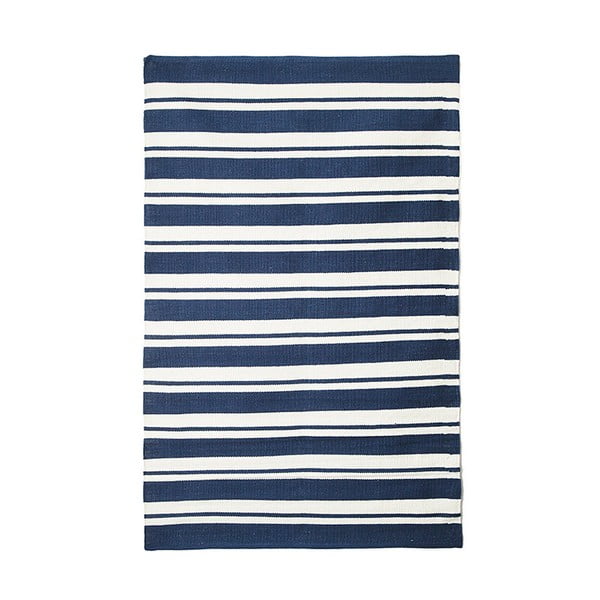 Covor din bumbac țesut manual Pipsa Navy Stripes, 100 x 120 cm, albastru
