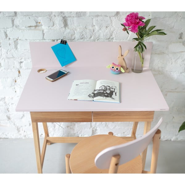 Birou cu bază din lemn de frasin Ragaba Luka, lungime 85 cm, gri-image-3