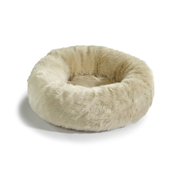 Pat  crem pentru animale de companie din blană artificială ø 50 cm Lana Ivory/Mottled Natural – MiaCara