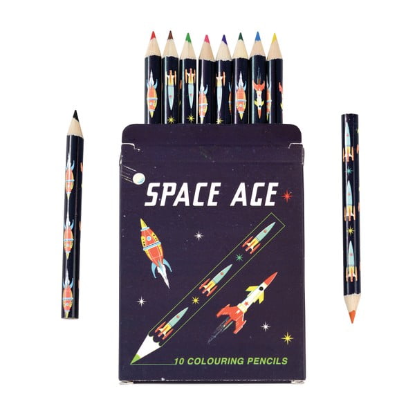 Set 10 creioane în husă cu model spațial Rex London