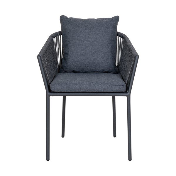 Scaun de grădină gri închis din metal/capitonat Salerno – House Nordic-image-2