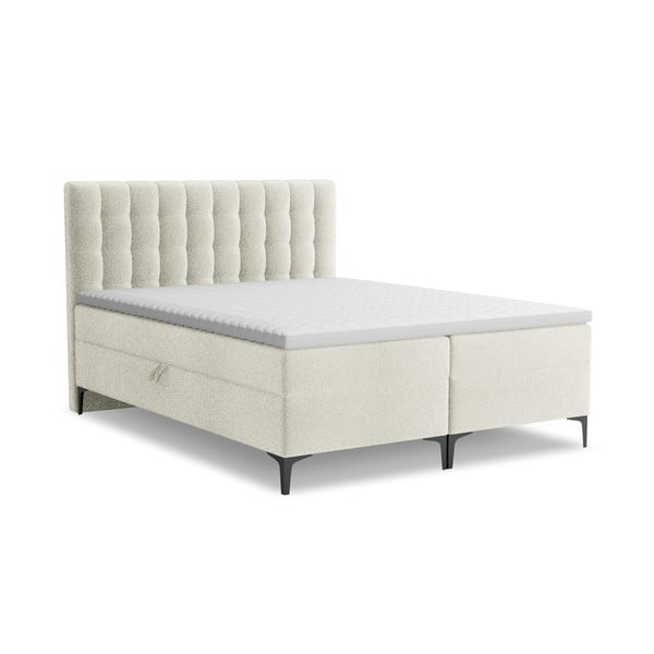 Pat boxspring bej cu spațiu de depozitare 180x200 cm Puhala – Makamii