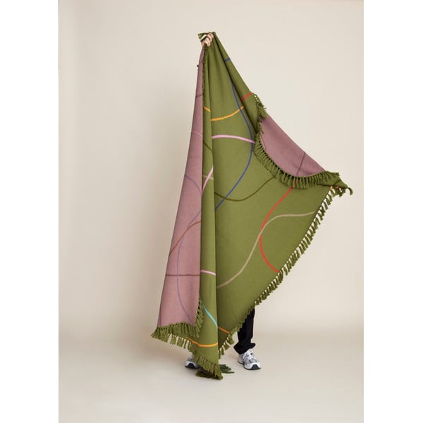 Pătură de bumbac verde 200x140 cm Outline - Hübsch-image-4