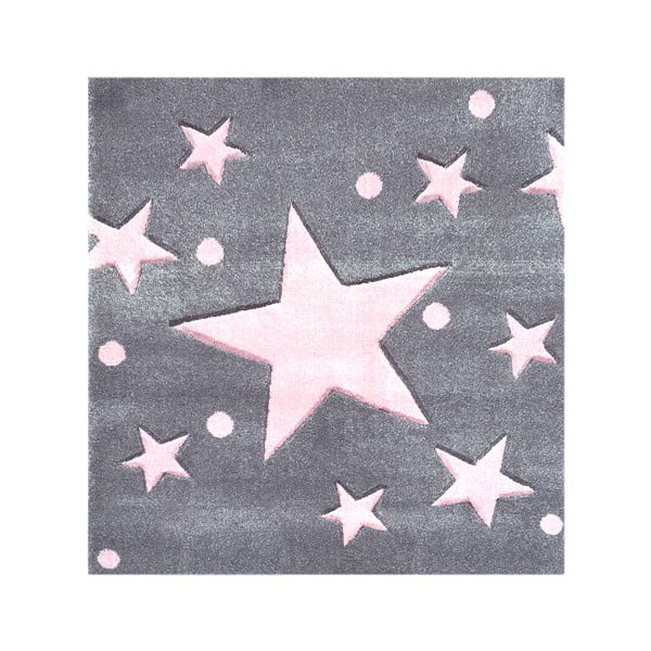 Covor pentru copii Happy Rugs Star Constellation, 140x140 cm, gri - roz