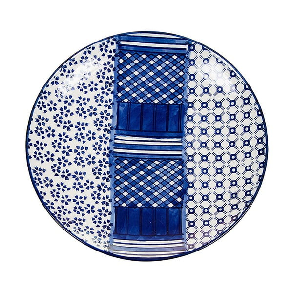 Farfurie din porțelan Santiago Pons Meknec, ⌀ 20 cm, alb - albastru 