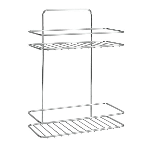 Raft pentru baie argintiu lucios de agățat/autoadeziv din oțel Luxy – Metaltex