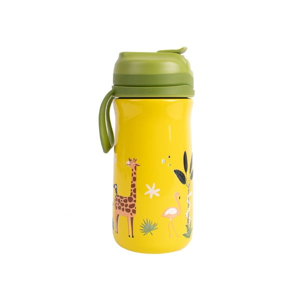 Sticlă galbenă pentru copii din oțel inoxidabil 370 ml Jungle - Ladelle