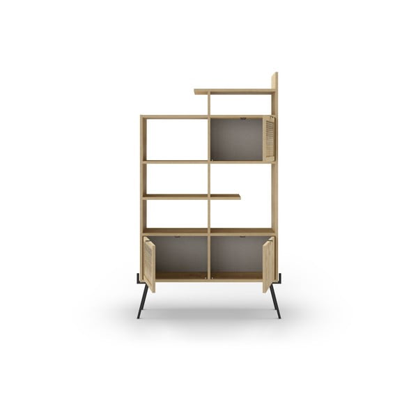 Bibliotecă în culoare naturală cu aspect de lemn de stejar 95x170 cm Ecrin – Marckeric-image-2