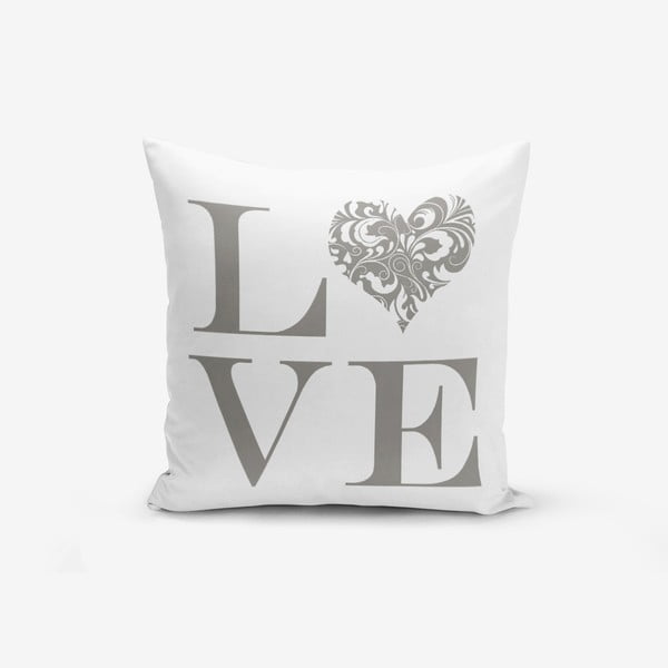 Față de pernă cu amestec din bumbac Minimalist Cushion Covers Love Grey, 45 x 45 cm