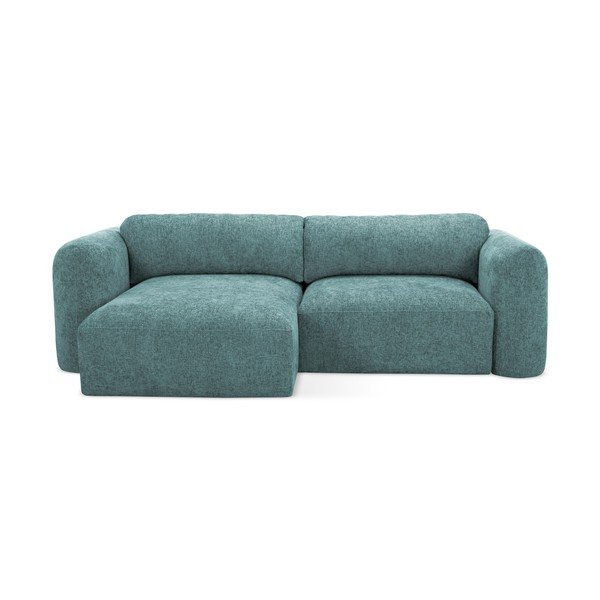 Colțar albastru extensibil/cu spațiu de depozitare cu tapițerie din chenille (cu colț pe partea stângă/cu șezlong) Mele – Makamii
