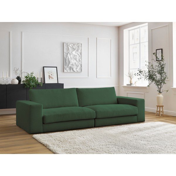 Canapea verde-închis cu tapițerie din catifea reiată  274 cm Leonard – Bobochic Paris-image-1
