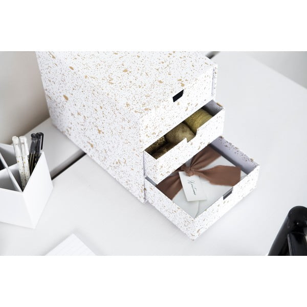 Cutie cu 3 sertare Bigso Box of Sweden Ingrid, alb-auriu-image-2