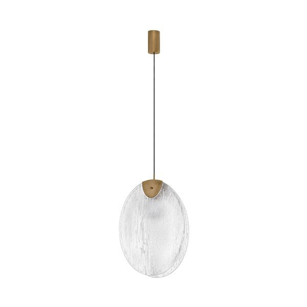 Lustră alămie LED din oțel cu abajur din sticlă Shelina – Nova Luce