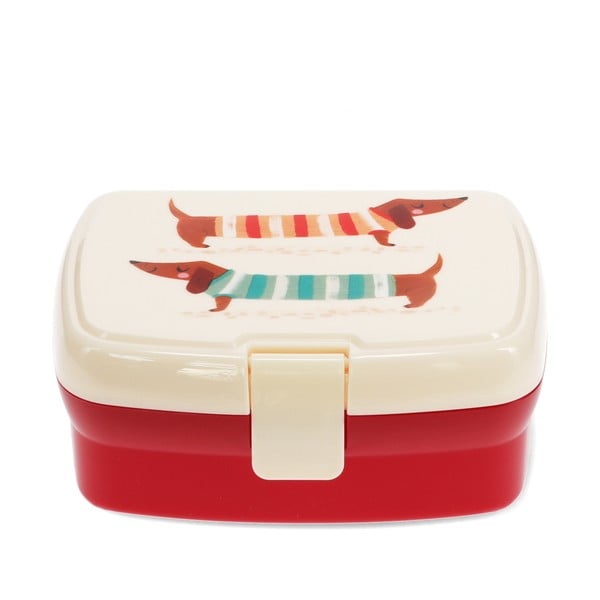 Cutie de gustări pentru copii roșie-crem Sausage Dog – Rex London