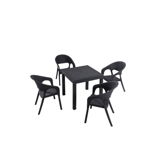 Set de dining pentru grădină gri antracit pentru 4 persoane Garden – Floriane Garden