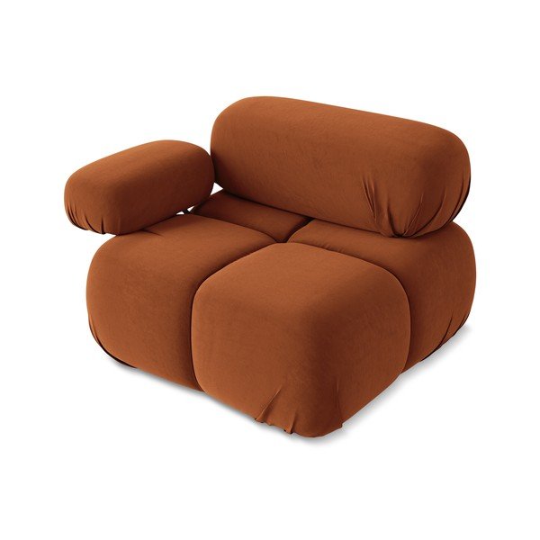 Modul pentru canapea modulară portocaliu cu tapițerie din catifea (cu colț pe partea stângă) Lokua – Makamii-image-3