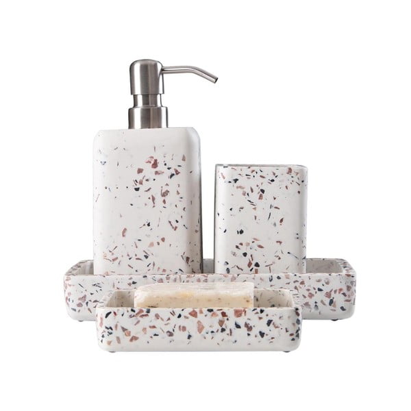 Set de accesorii de baie alb din polirășină Mozaik – Mioli Decor