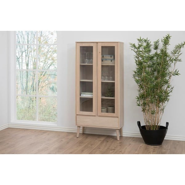 Vitrină în culoare naturală cu aspect de lemn de stejar 80x178 cm Nagano – Actona-image-1