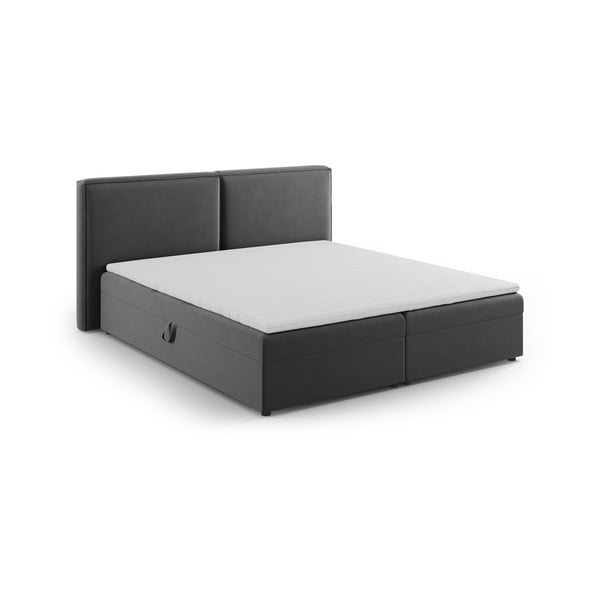 Pat boxspring gri închis cu spațiu de depozitare 180x200 cm Arendal – Cosmopolitan Design