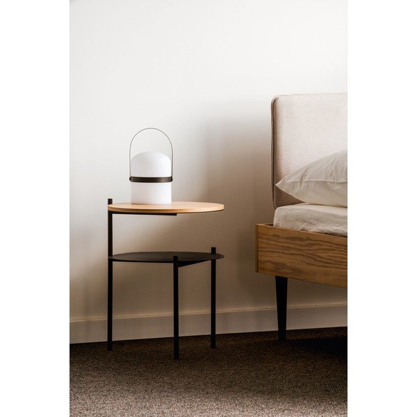 Noptieră neagră/în culoare naturală cu blat cu aspect de lemn de stejar Tu – noo.ma-image-2