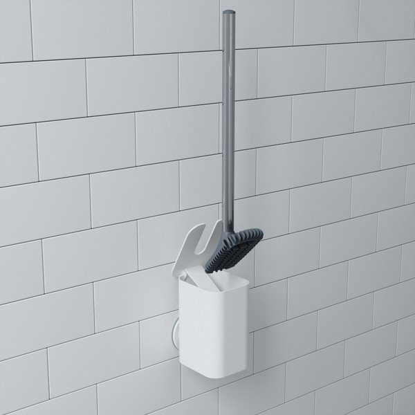Perie de WC albă autoadezivă din plastic Flex – Umbra-image-2