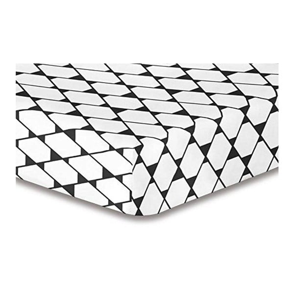 Cearșaf cu elastic, din microfibră DecoKing Rhombuses, 140 x 200 cm, alb-gri