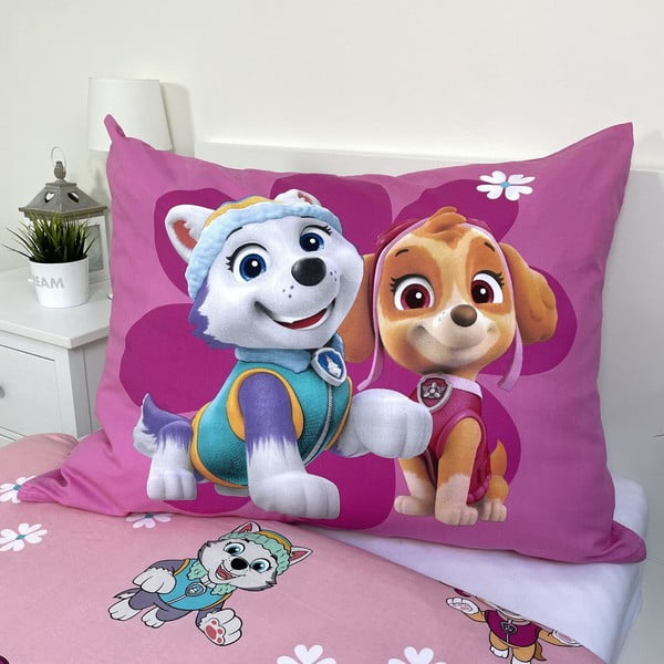Lenjerie de pat pentru copii roz din bumbac pentru pat de o persoană 140x200 cm Paw Patrol "Heroic" – Jerry Fabrics-image-3