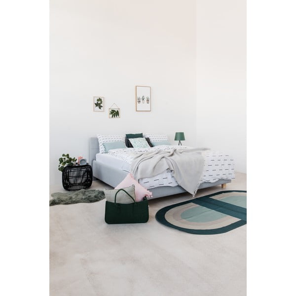 Pat dublu cu spațiu pentru depozitare ProSpánek Leda, 180 x 200 cm, albastru deschis-image-1