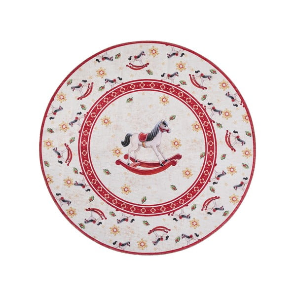 Covor roșu rotund ø 160 cm  cu model de Crăciun Toy's Delight Rocking Horse – Villeroy&Boch
