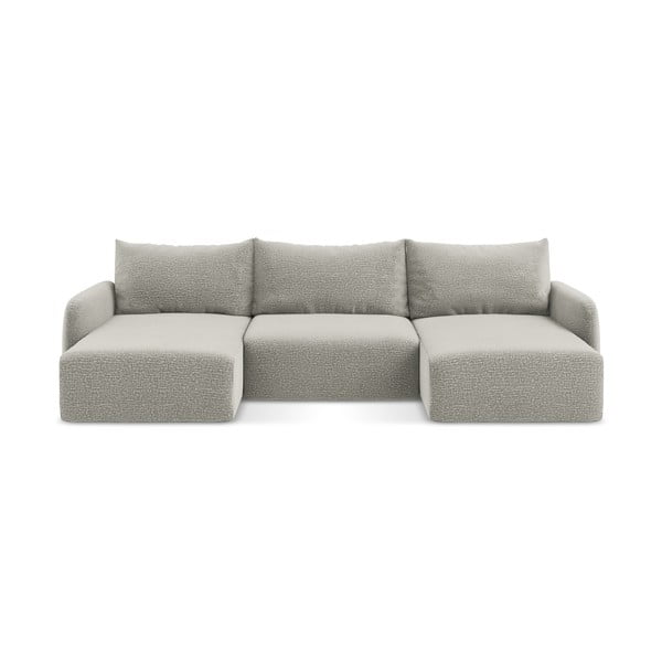 Colțar gri deschis extensibil/cu spațiu de depozitare Kalena – Makamii