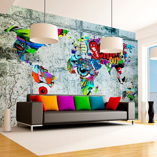 Fototapet format mare Artgeist Graffiti Map, 300 x 210 cm
