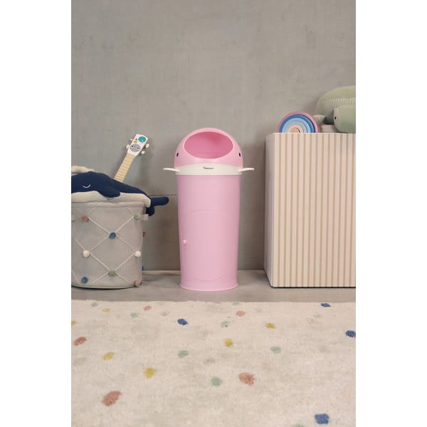 Coș de gunoi roz pentru scutece din plastic 25 l Whale – Kindsgut-image-1