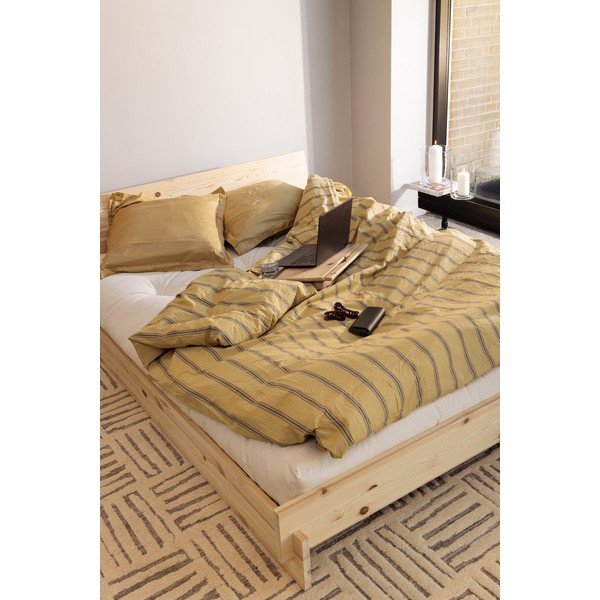 Pat matrimonial în culoare naturală deschisă din lemn de pin cu somieră 140x200 cm Latch – Karup-image-3