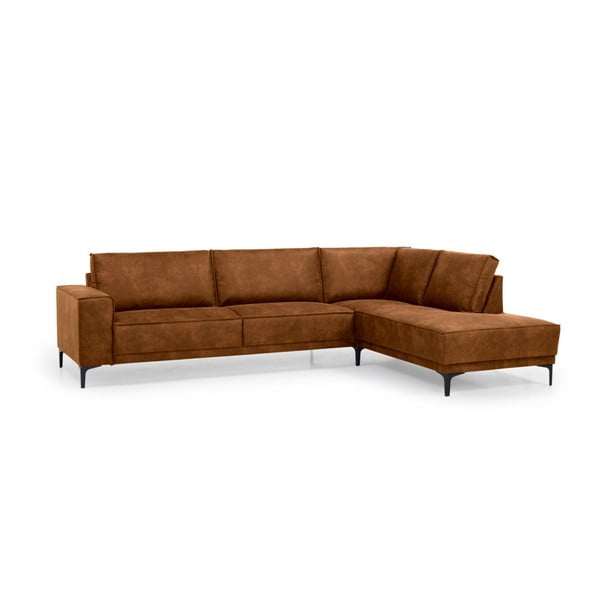 Colțar maro coniac cu tapițerie din imitație de piele (colț pe partea dreaptă) Copenhagen – Scandic-image-2