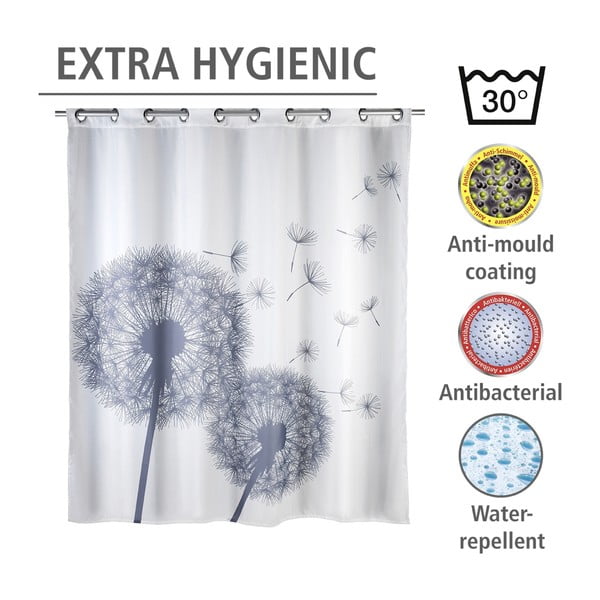 Perdea duș anti mucegai Wenko Dandelions, 180 x 200 cm, alb-image-4