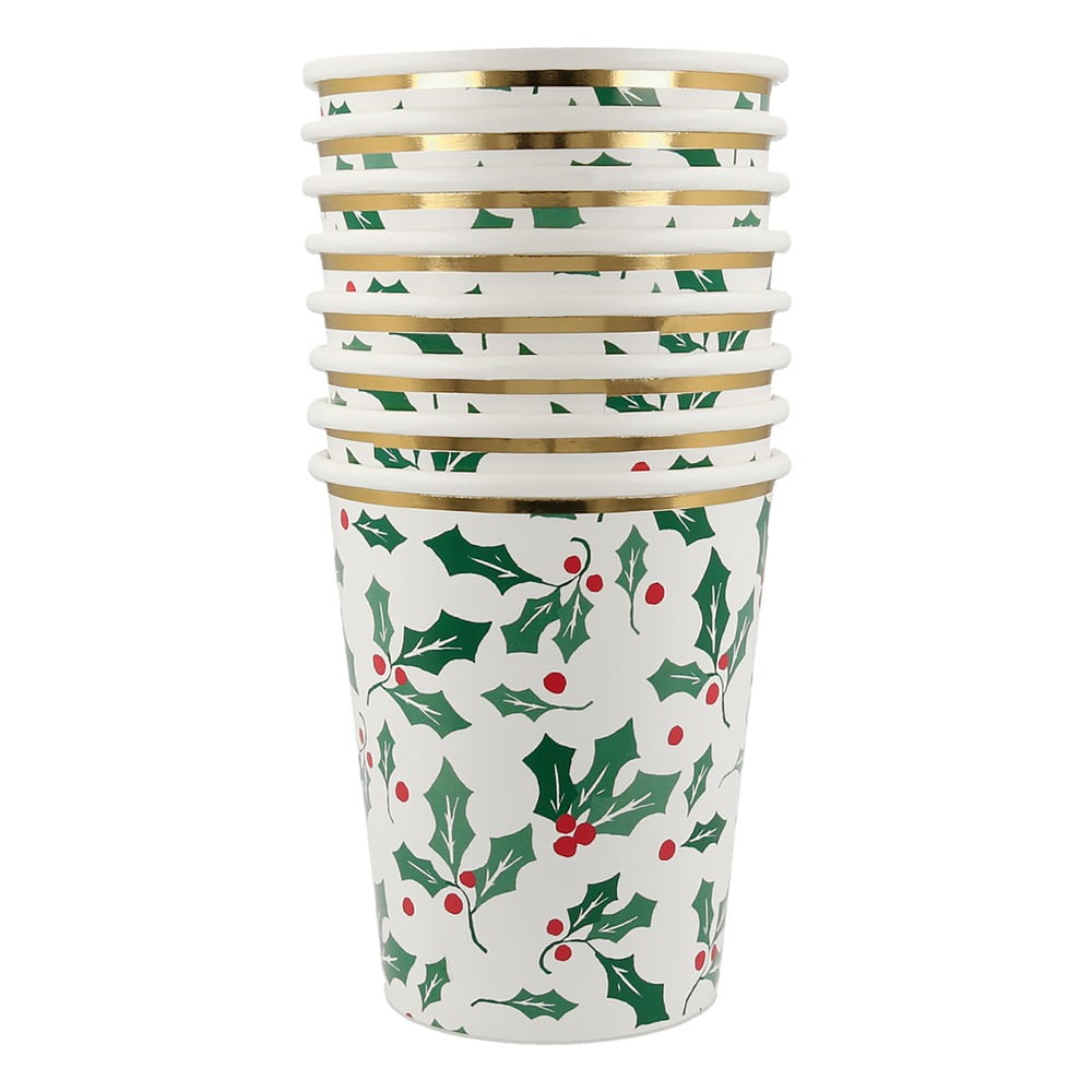 Pahare de unica folosinta 8 buc. din hartie Holly Pattern – Meri Meri