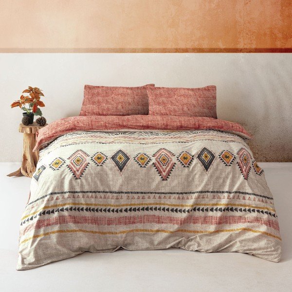 Lenjerie de pat cărămizie/maro din bumbac ranforcé pentru pat dublu/extinsă 240x220 cm Felix – Mijolnir