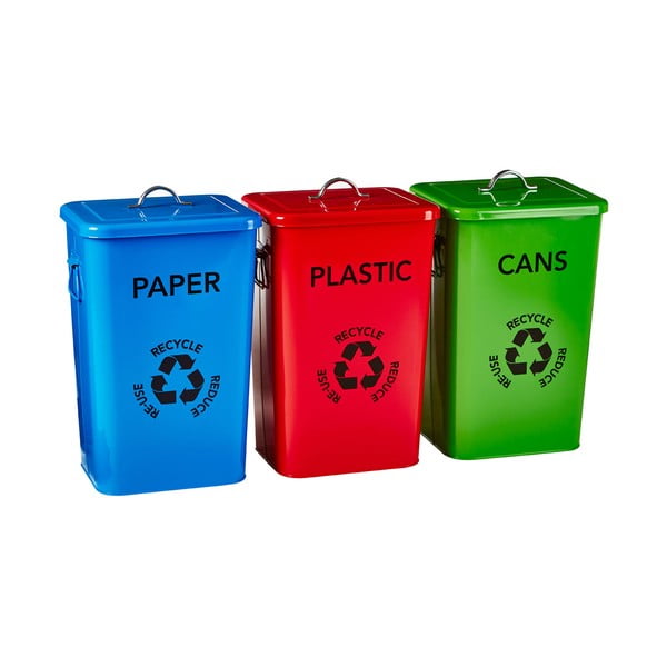 Coșuri de gunoi 3 buc. de reciclat din oțel 26 l – Premier Housewares