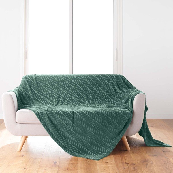 Cuvertură verde din microflanel 180x220 cm Arya – douceur d'intérieur