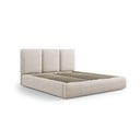 Pat matrimonial bej tapițat cu spațiu de depozitare și somieră 180x200 cm Brody – Mazzini Beds